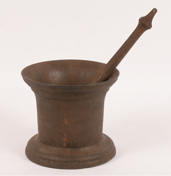 Large cast iron pharmacy mortar and