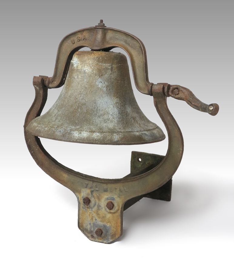 LARGE CAST IRON SCHOOL BELL: