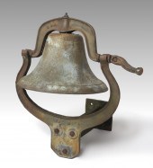 LARGE CAST IRON SCHOOL BELL: R