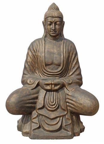 LARGE CAST RESIN MEDITATION BUDDHA,