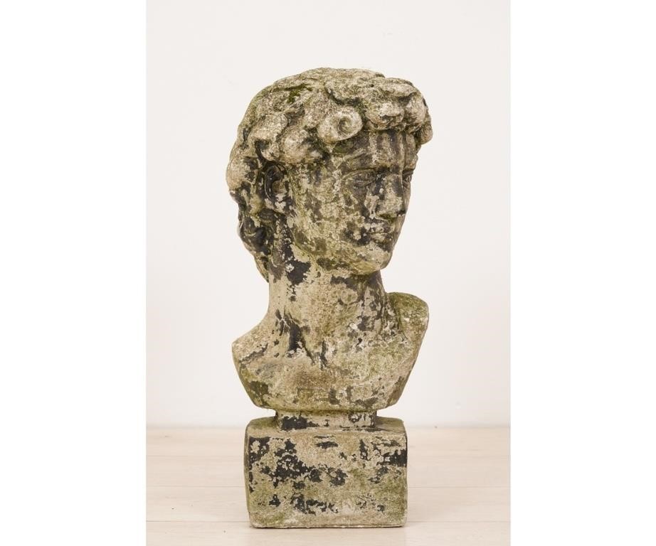 Large cast stone bust of Caesar. 