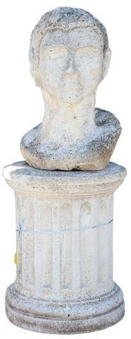 LARGE CAST STONE BUST 'YOUNG JULIUS