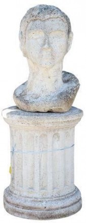 LARGE CAST STONE BUST 'YOUNG J