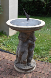 LARGE CAST STONE FIGURAL BRONZ