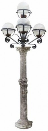LARGE CAST STONE & IRON FOUR-L