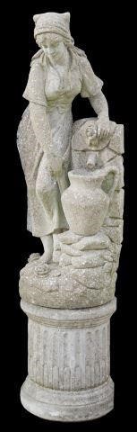 LARGE CAST STONE WATER MAIDEN,