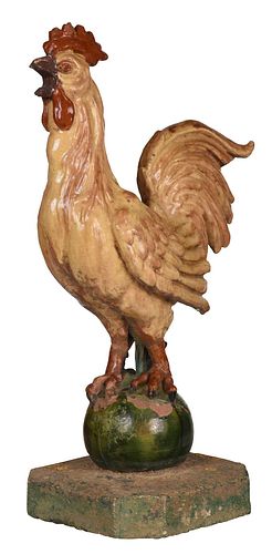 LARGE CERAMIC ROOSTER FIGURE20th