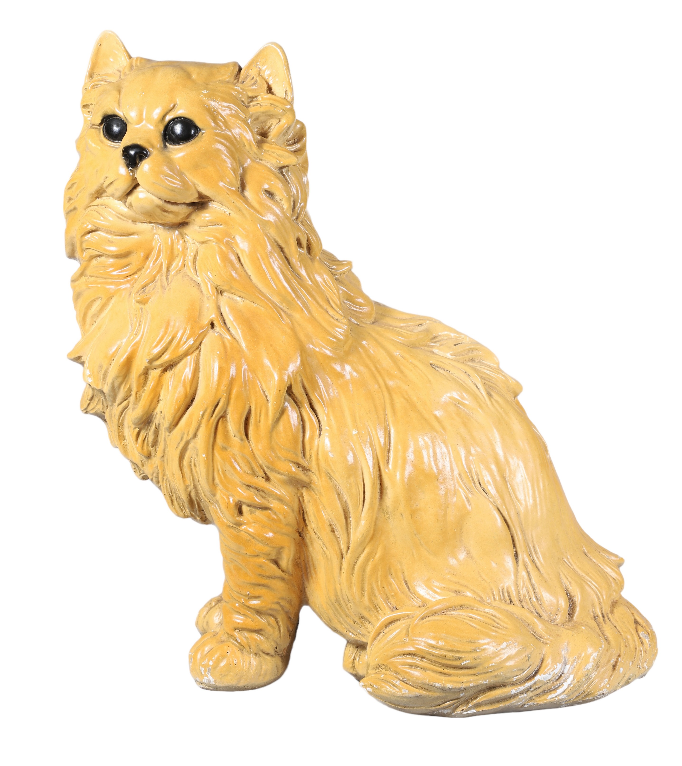 Large chalkware cat figure,