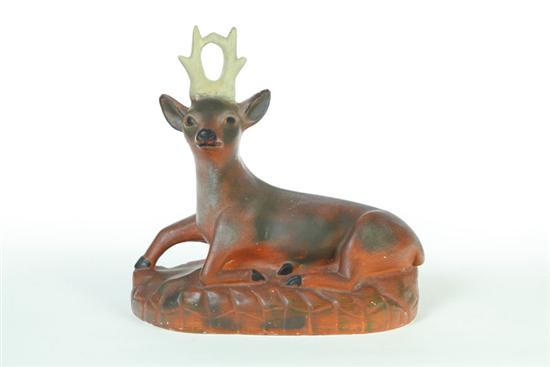 LARGE CHALKWARE DEER.  American 