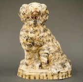 LARGE CHALKWARE DOGA late 19th
