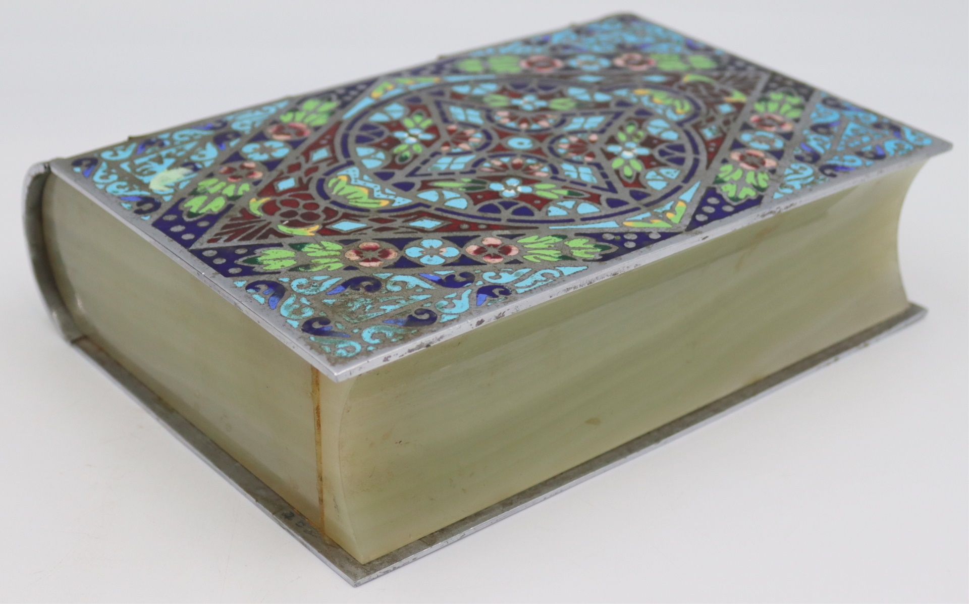 LARGE CHAMPLEVE AND ONYX BOOK