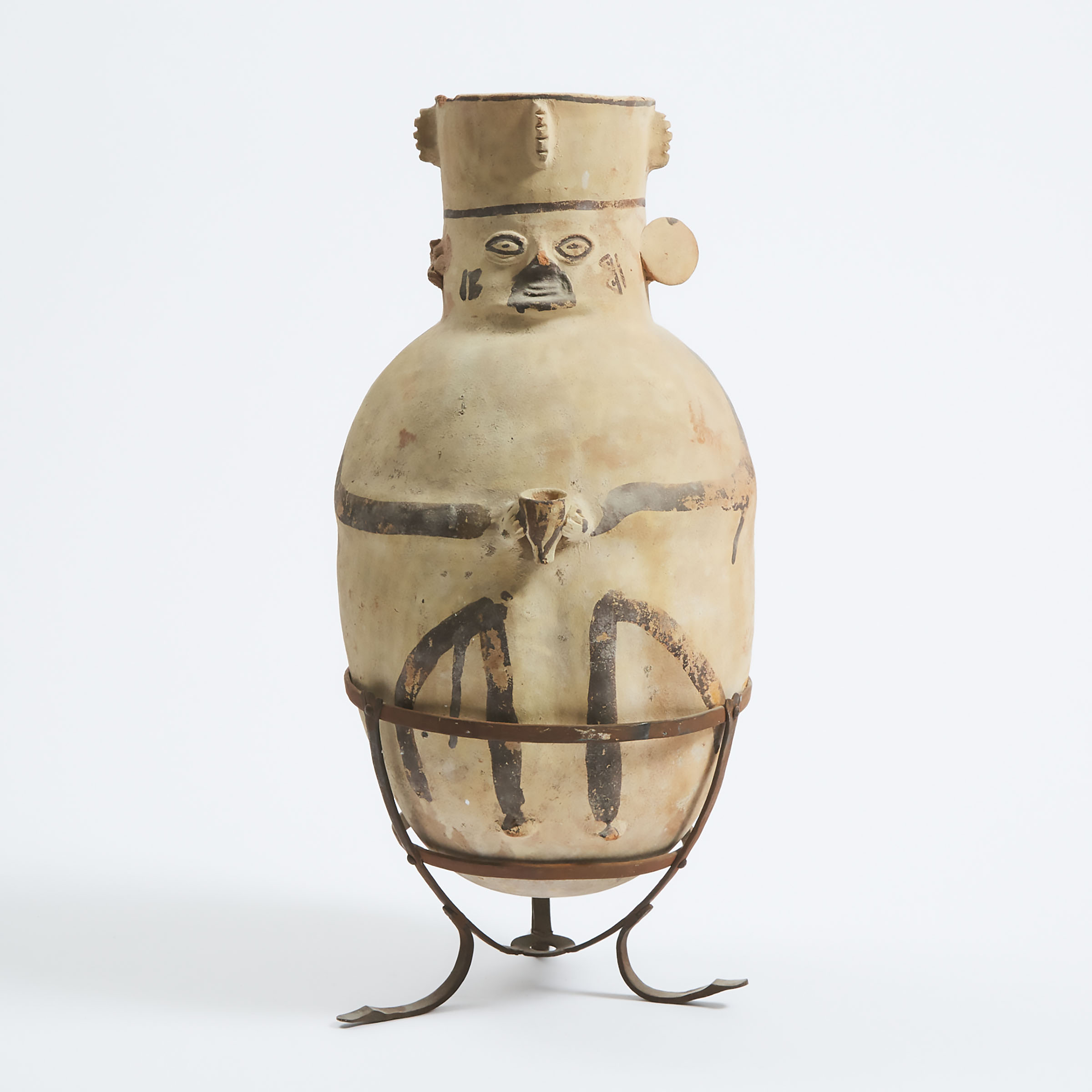 Large Chancay Pottery Figural Olla,