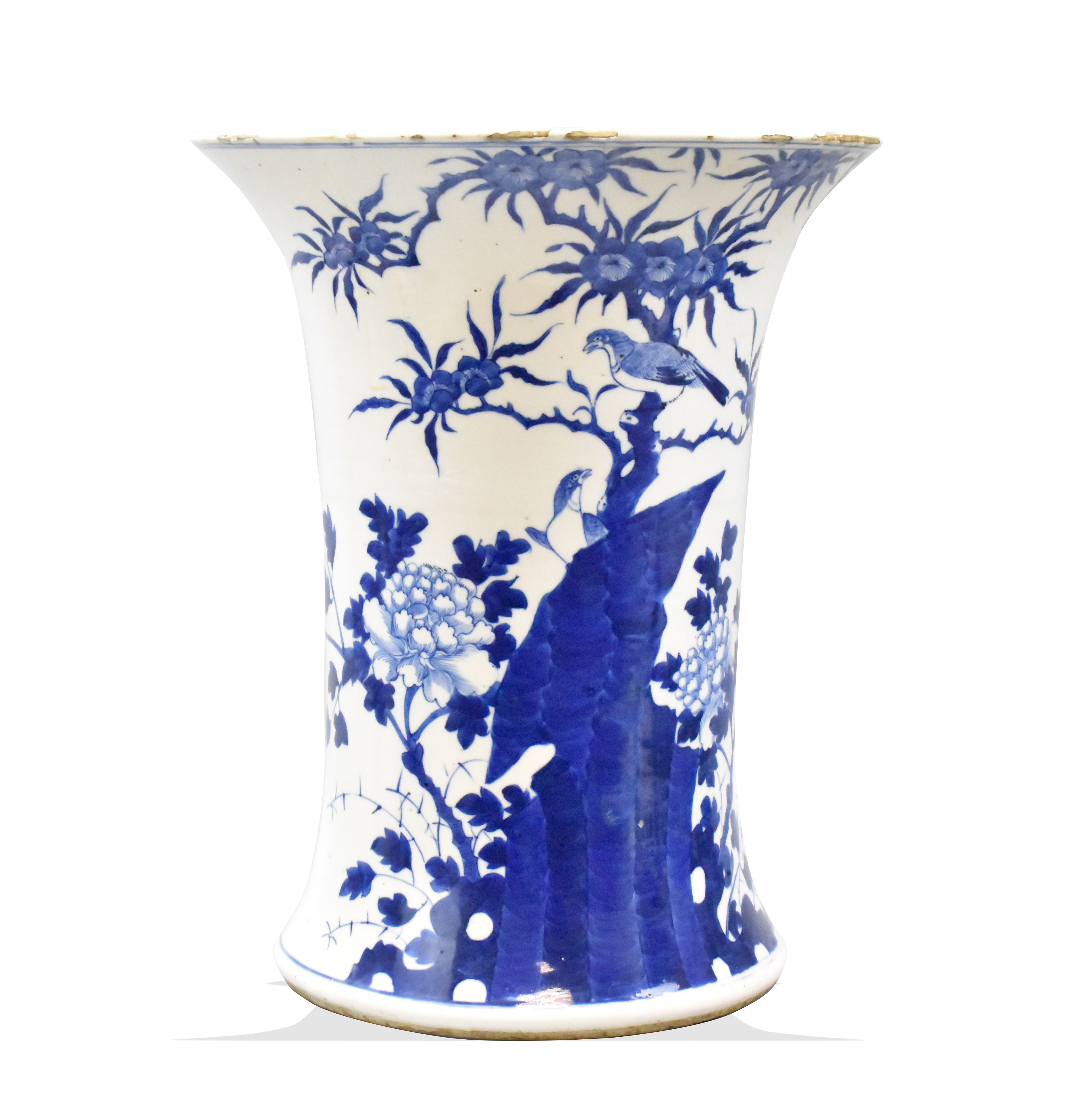 LARGE CHINESE B & W GU VASE