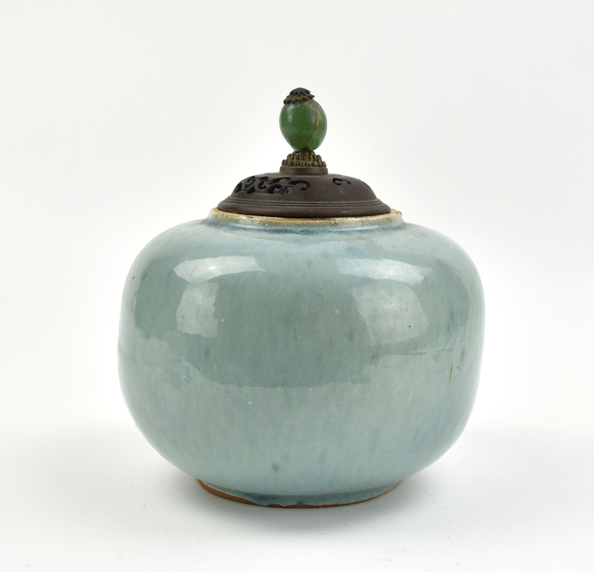 LARGE CHINESE BLUE GLAZED JAR, W