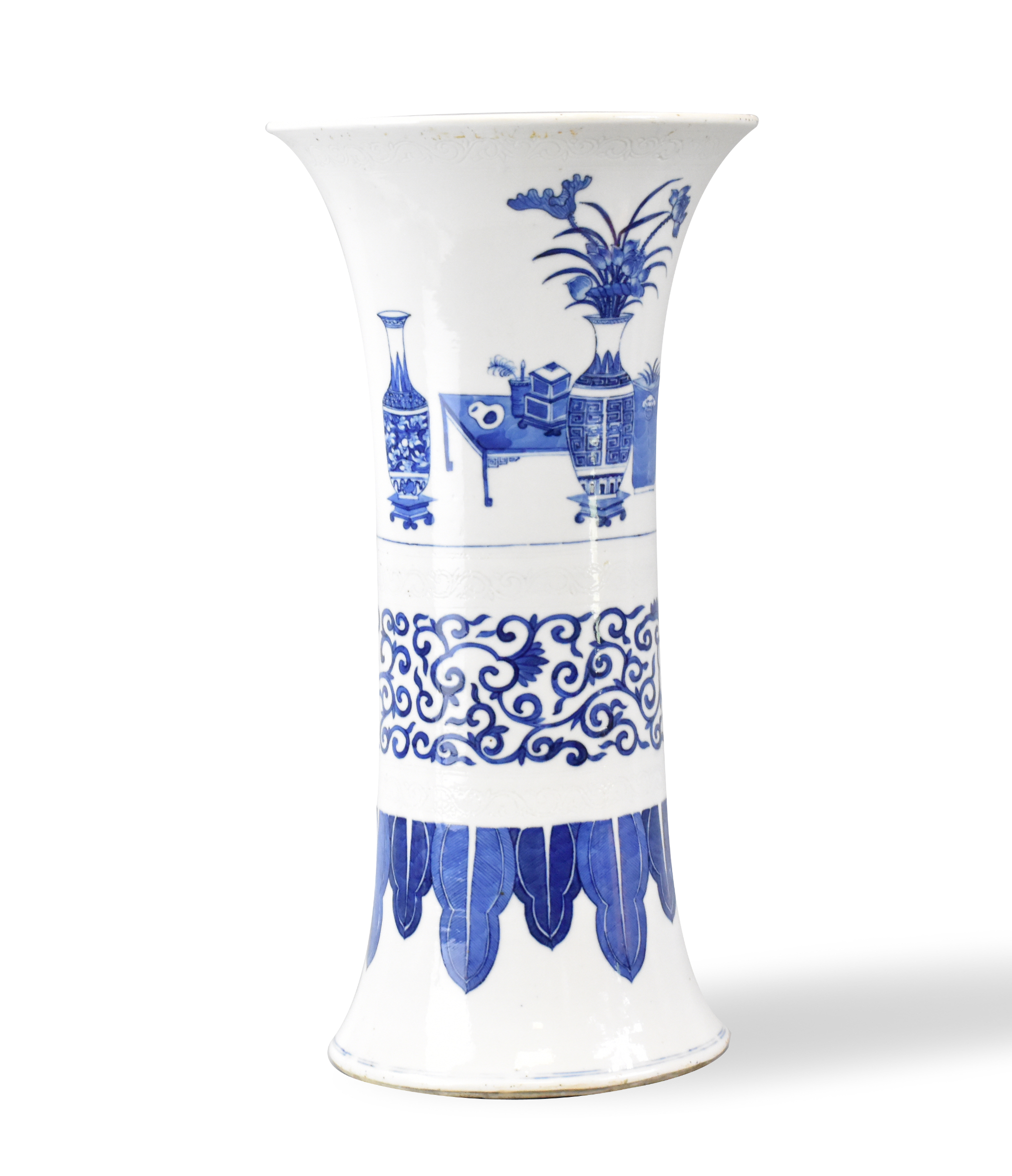 LARGE CHINESE BLUE & WHITE GU
