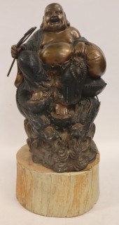 LARGE CHINESE BRONZE BUDDHA AT