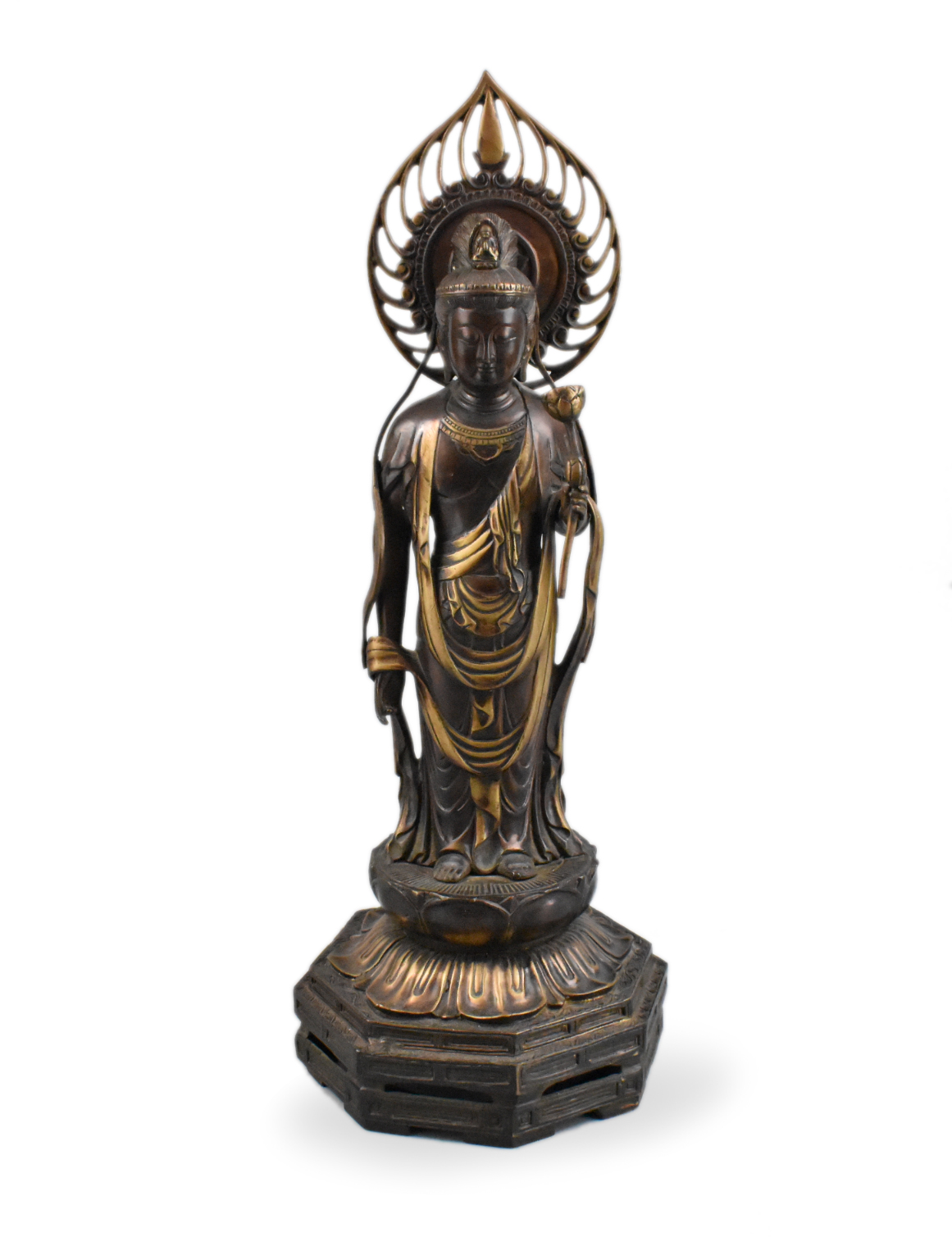 LARGE CHINESE BRONZE BUDDHA FIGURE,