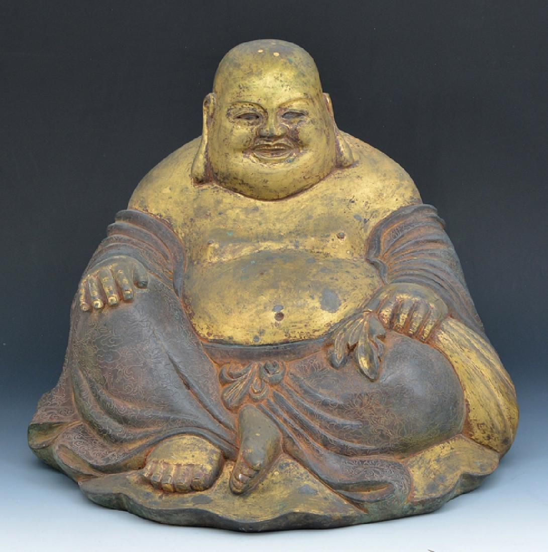 LARGE CHINESE BRONZE BUDDHA,Large