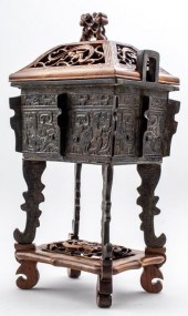 LARGE CHINESE BRONZE CENSER FA