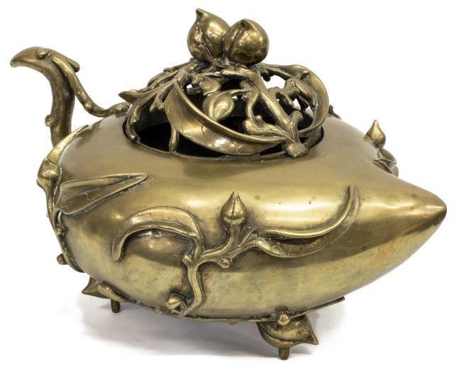 LARGE CHINESE BRONZE PEACH FORM