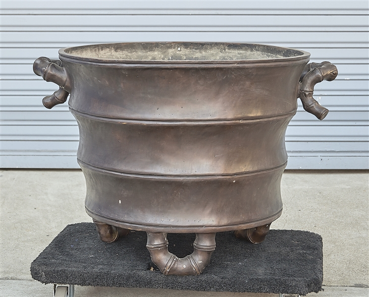 Large Chinese bronze tripod censer;