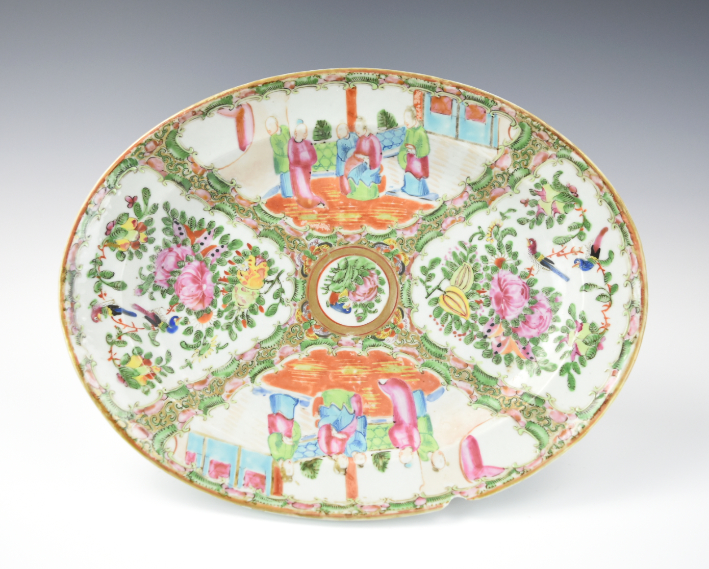 LARGE CHINESE CANTON ENAMEL DISH,