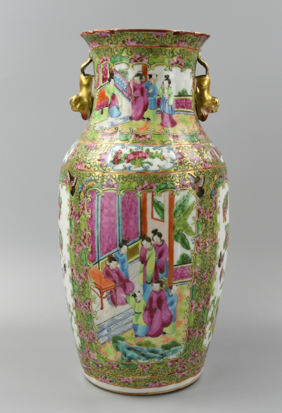 LARGE CHINESE CANTONESE GLAZED VASE