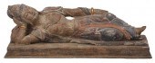 LARGE CHINESE CARVED AND POLYC