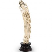 LARGE CHINESE CARVED BONE GUAN
