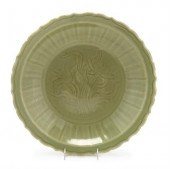 Large Chinese carved celadon b