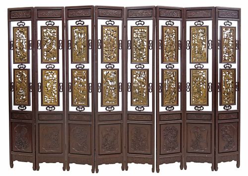 LARGE CHINESE CARVED HARDWOOD &AMP;