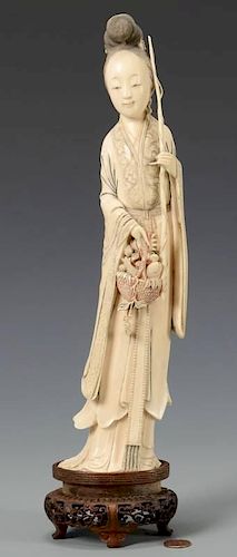 LARGE CHINESE CARVED IVORY QUAN YIN