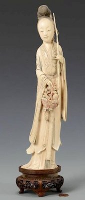 LARGE CHINESE CARVED IVORY QUA