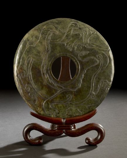 Large Chinese Carved Jade Bi Disk,