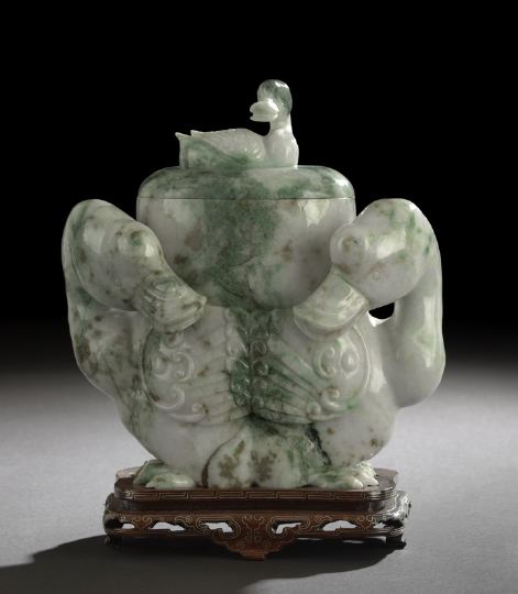 Large Chinese Carved Jade Covered