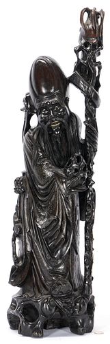 LARGE CHINESE CARVED LONGEVITY