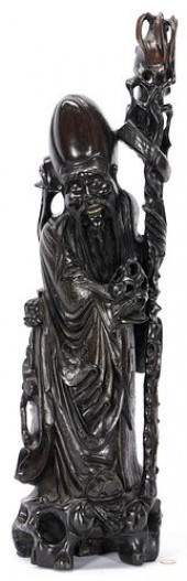 LARGE CHINESE CARVED LONGEVITY