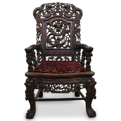 LARGE CHINESE CARVED THRONE