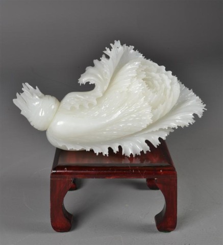 Large Chinese Carved White Jade