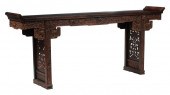 LARGE CHINESE CARVED WOOD RECE