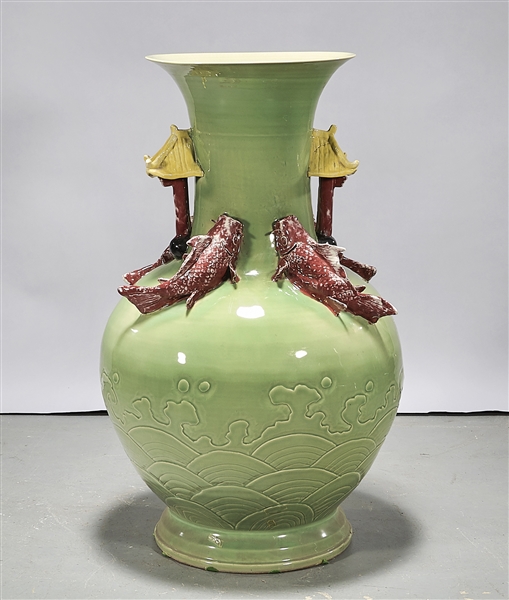 Large Chinese celadon glazed