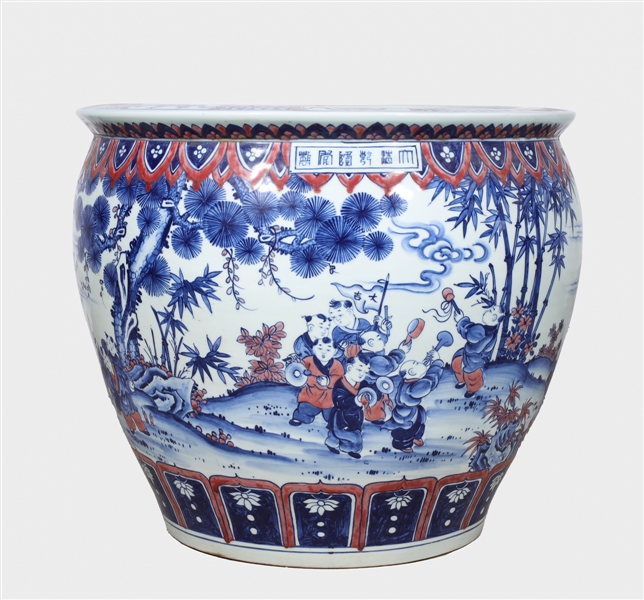 Large Chinese ceramic fishbowl in