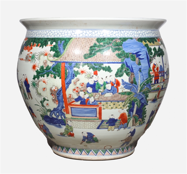 Large Chinese ceramic fishbowl in