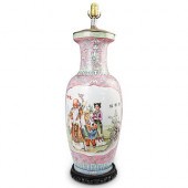 LARGE CHINESE CERAMIC LAMPDESC