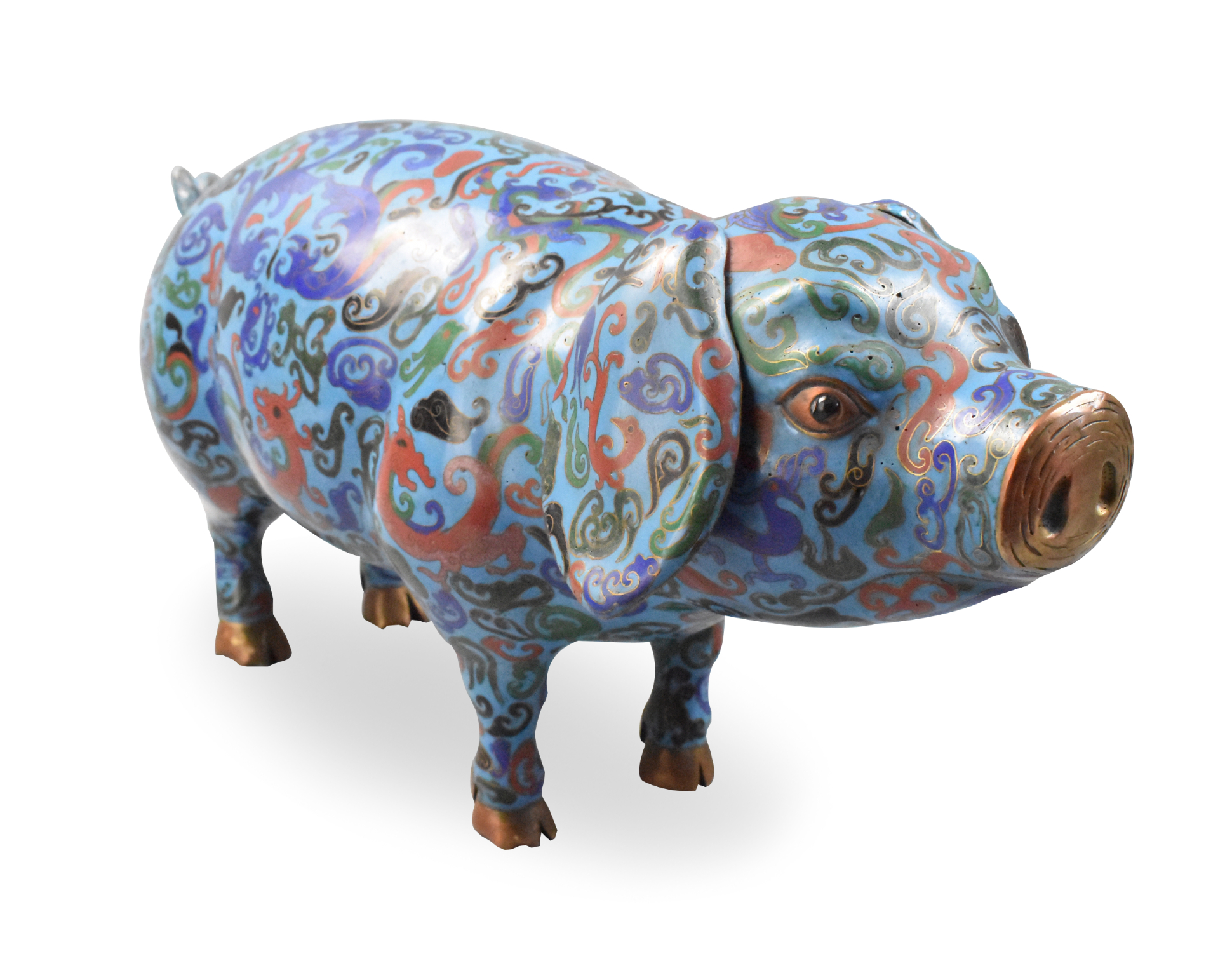 LARGE CHINESE CLOISONNE PIG
