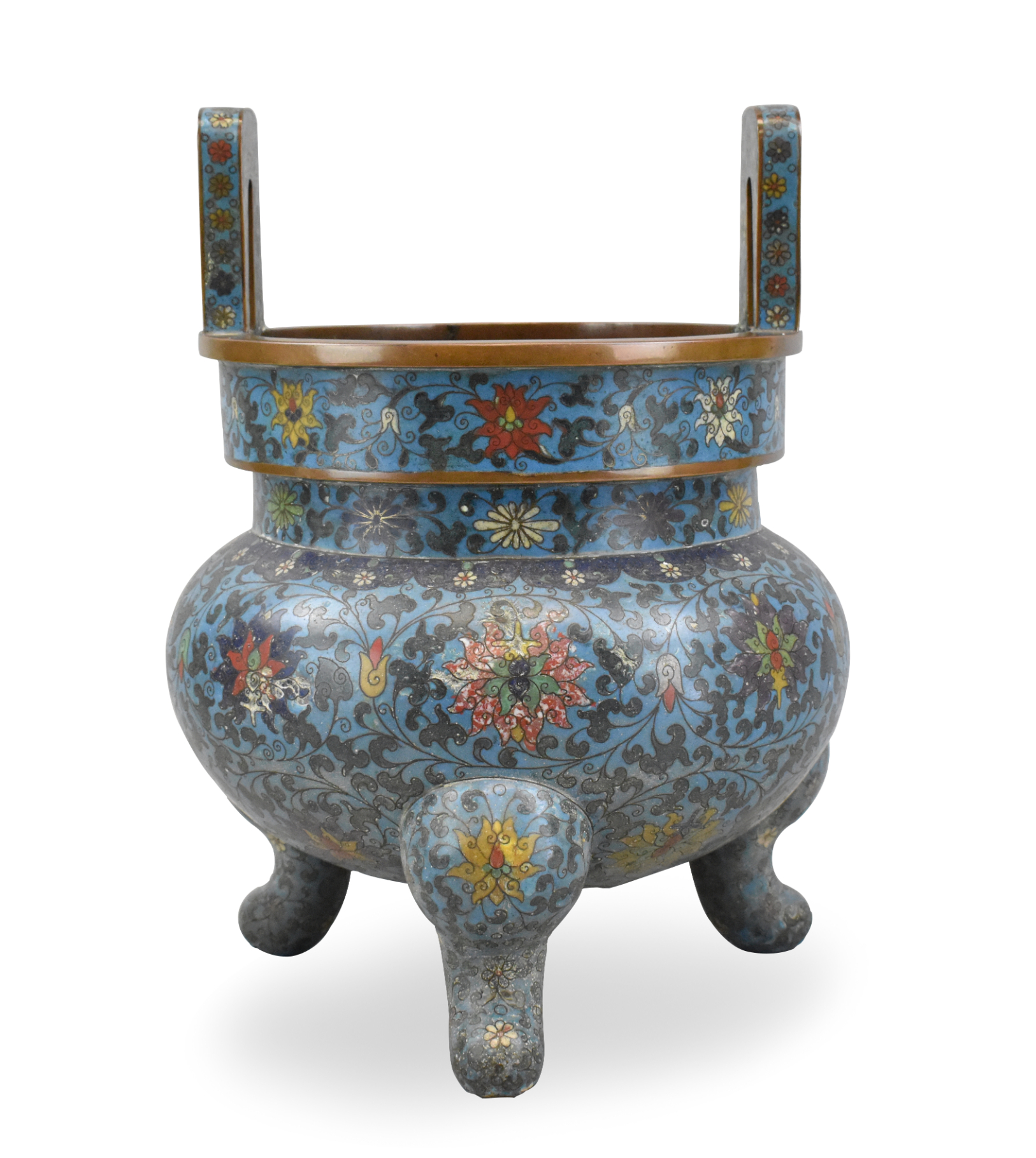 LARGE CHINESE CLOISONNE TRIPOD
