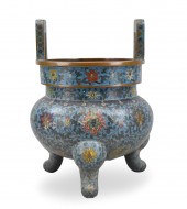 LARGE CHINESE CLOISONNE TRIPOD