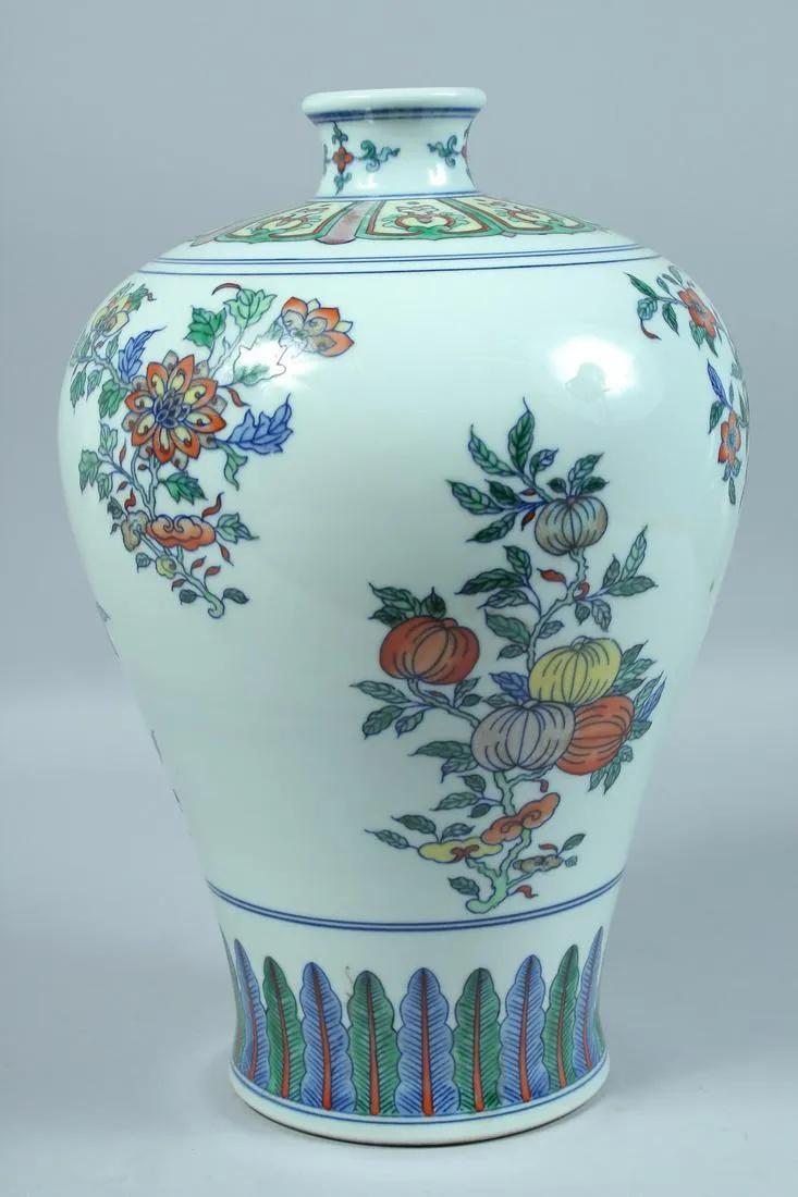 LARGE CHINESE DOUCAI MEIPING