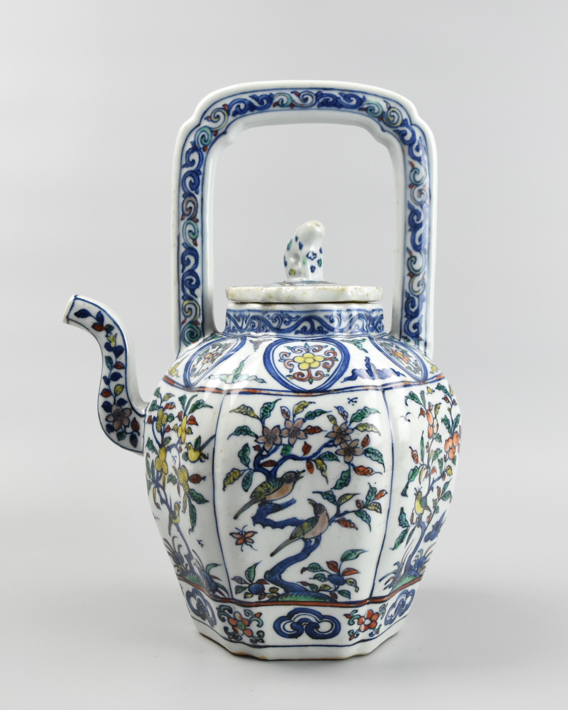 LARGE CHINESE DOUCAI TEAPOT, 20TH