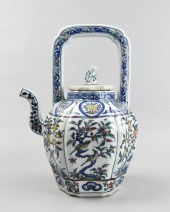 LARGE CHINESE DOUCAI TEAPOT, 2